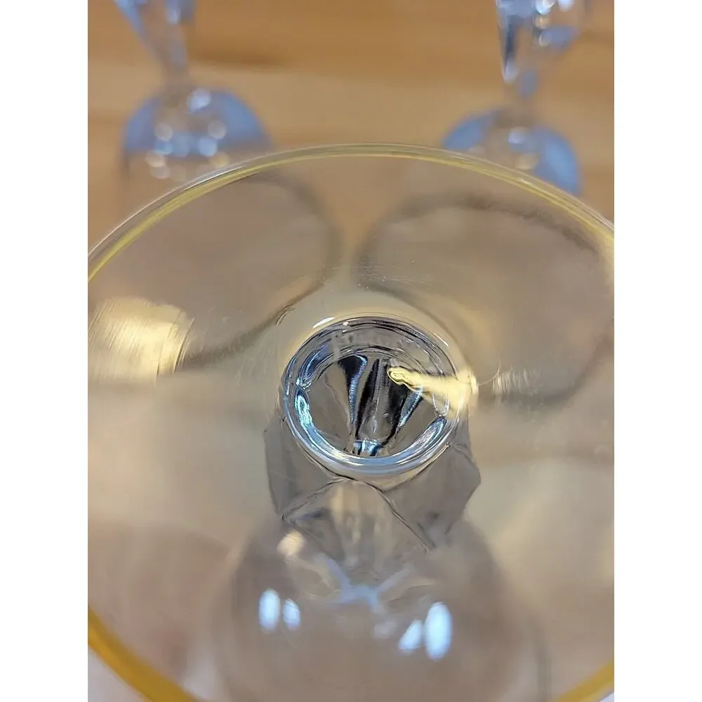 3 Vintage Fostoria Ambassador Water Glass Goblet Gold Trim Stem 6065 6”